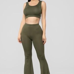 FASHION NOVA Olive Green Pants Set